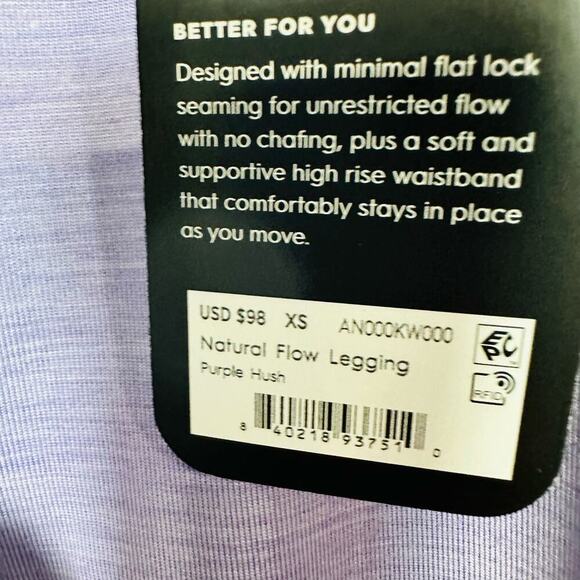 Allbirds NWT Purple Hush Natural Flow Stretch Leggings Size XSmall - Picture 7 of 7